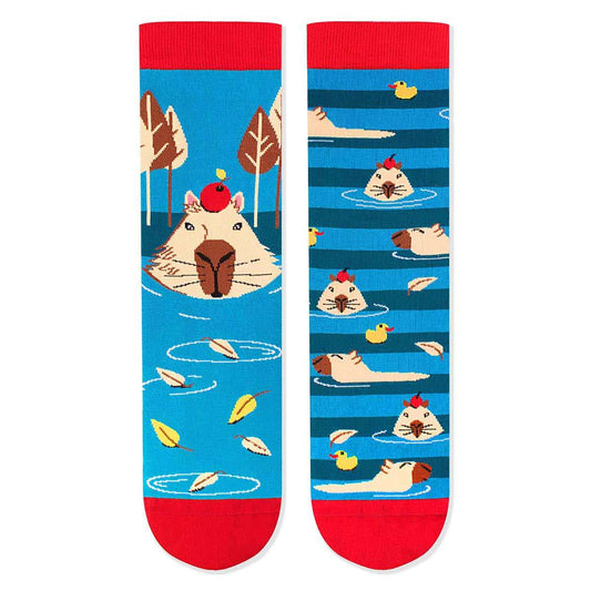 Arty socks with George the capybara - Turquoise