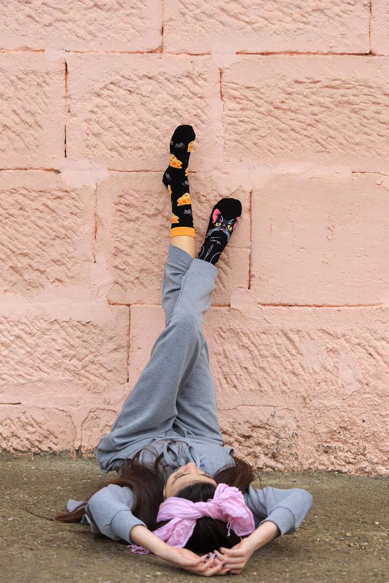 Arty socks with Black cat