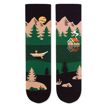 Arty socks with Mountains – Green