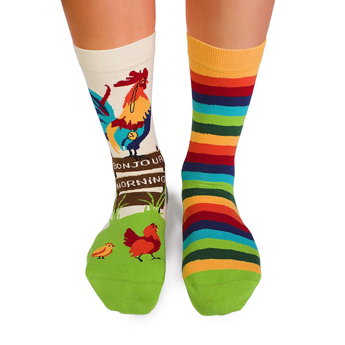 Arty socks with Rooster – Green