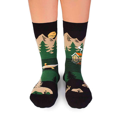 Arty socks with Mountains – Green