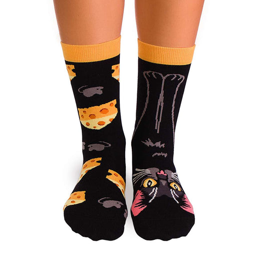 Arty socks with Black cat