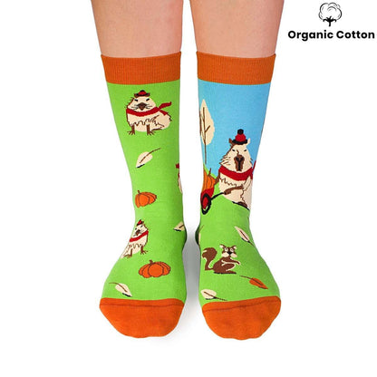George the capybara - Green Novelty Socks Organic Cotton - SocksFusion