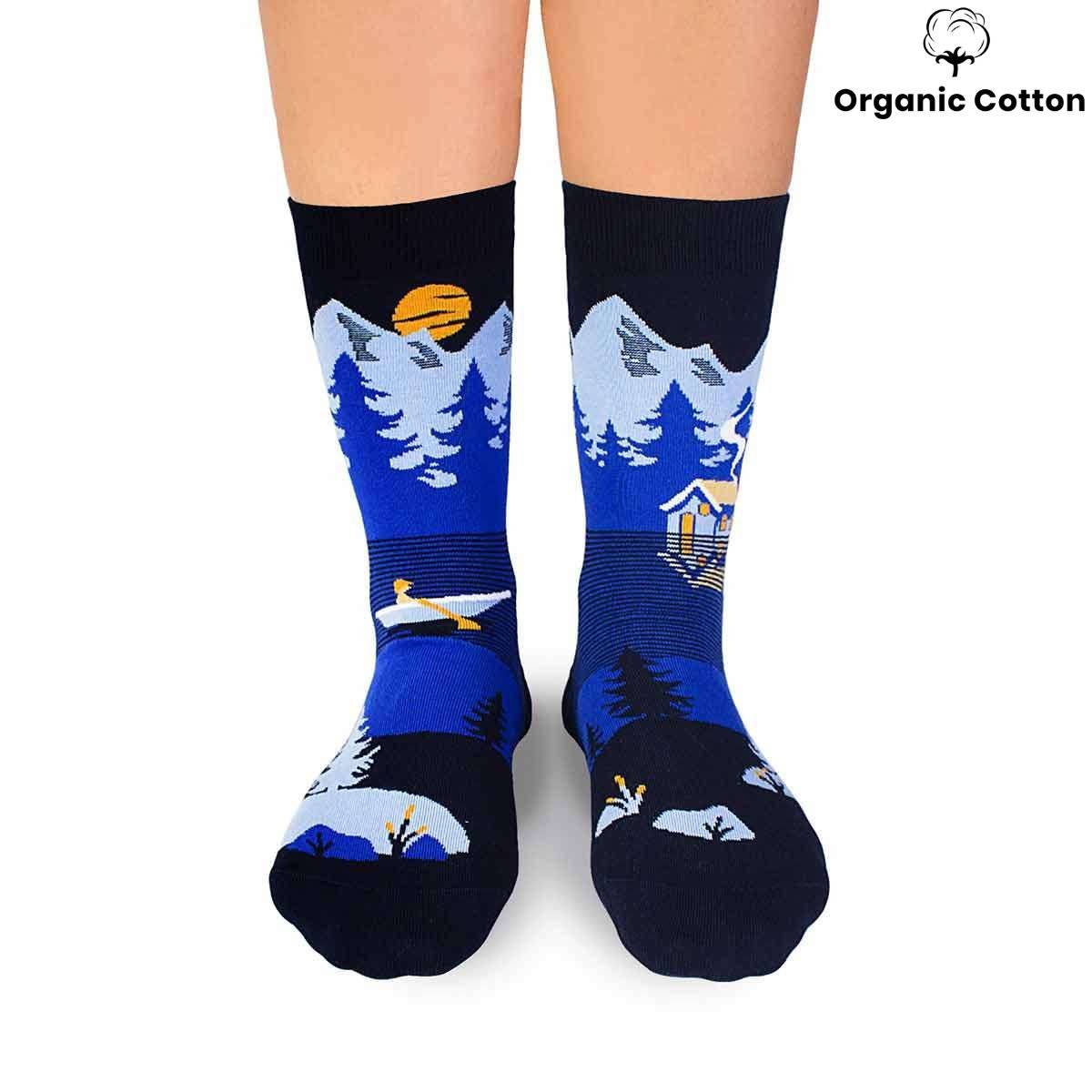 Mountain Blue Novelty Socks Organic Cotton - SocksFusion