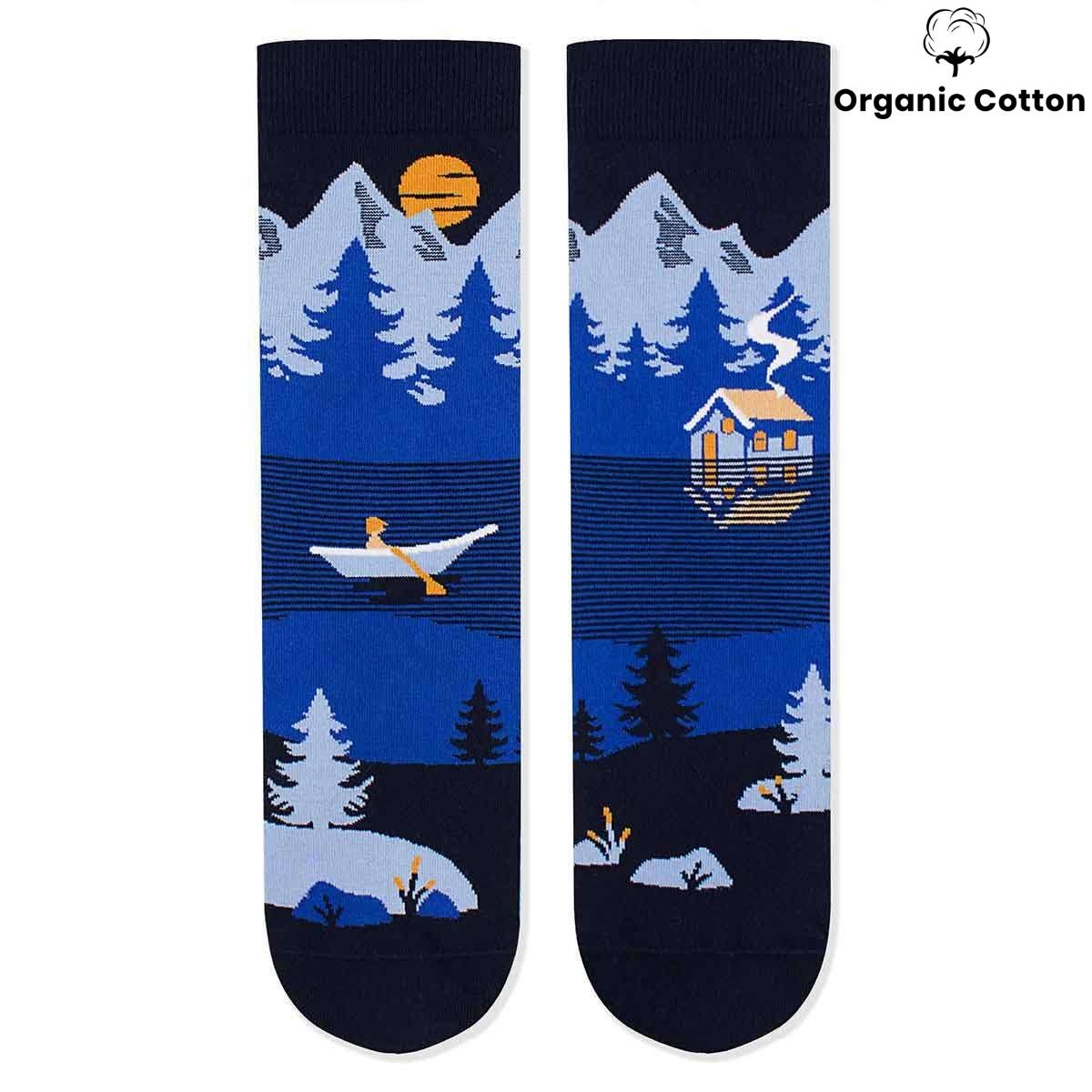 Mountain Blue Novelty Socks Organic Cotton - SocksFusion