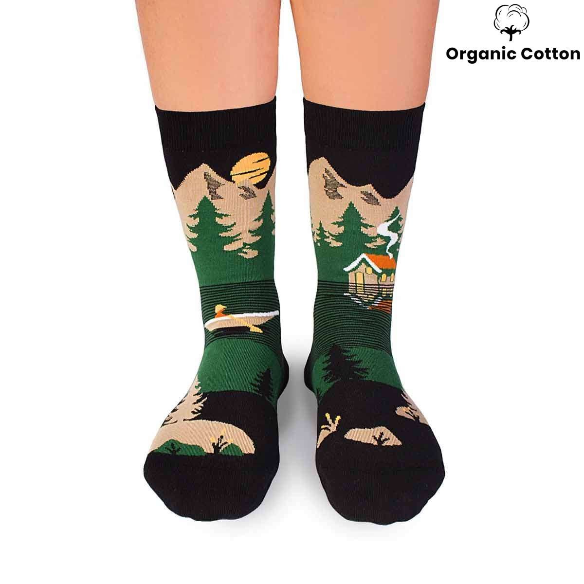 Mountain Green Novelty Socks Organic Cotton - SocksFusion