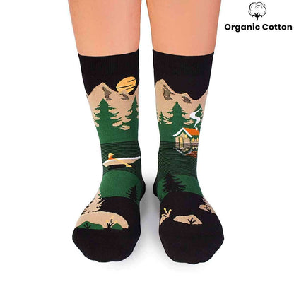Mountain Green Novelty Socks Organic Cotton - SocksFusion
