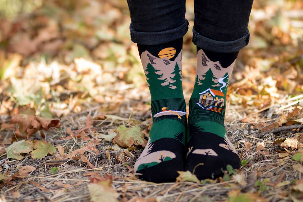 Mountain Green Novelty Socks Organic Cotton - SocksFusion