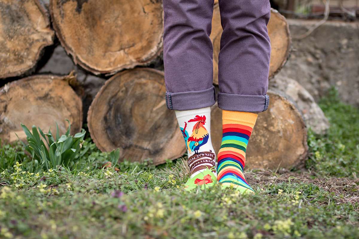 Rooster Green Novelty Socks Organic Cotton - SocksFusion