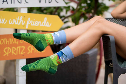 Tulips Windmill Green Novelty Socks Organic Cotton - SocksFusion